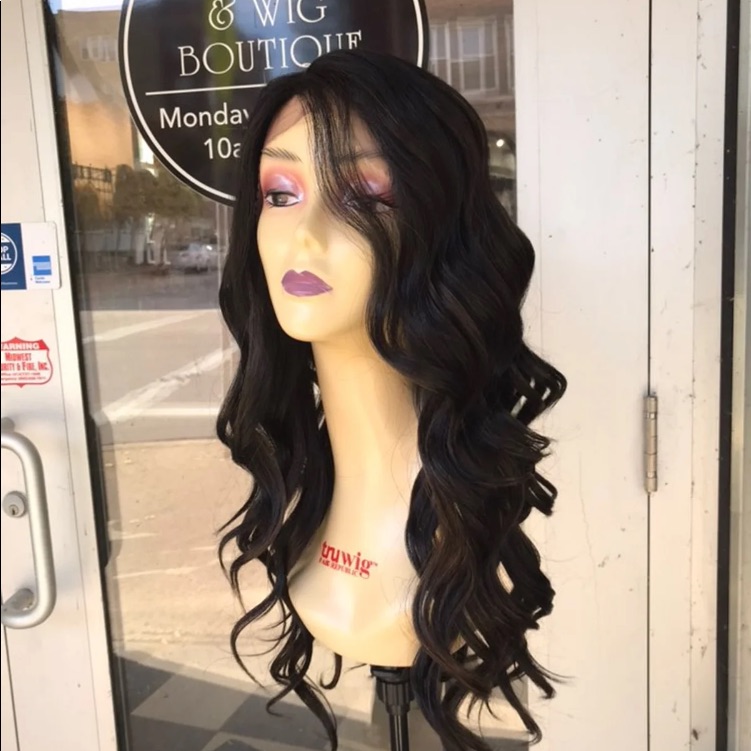 Black Highlights Deep Wave Lacefront Wig